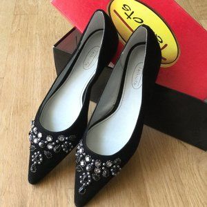 Talbots Bead Upper Leather Sole Flat Shoe